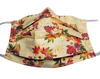 Floral Fall Face Mask: Adjustable, Reusable, with Filter Pocket