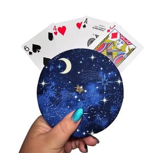 Galaxy Shooting Star Space handgemaakte katoenen speelkaarthouder, eenvoudige kaarthouder voor senioren, kinderen, alle leeftijden | Game-avond en reizen voor het hele gezin