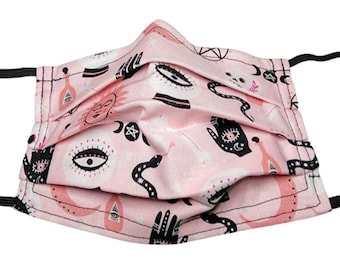 Occult Items Mask Adjustable Reusable Face Mask with Nose Pinch Wire and Filter Compartment 100% cotton double layer