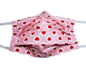 Dottie Hearts  Mask Reusable Adjustable Face Mask with Nose Pinch Wire and Filter Compartment