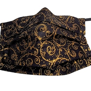 Metallic Swirls Mask Adjustable Face Mask with Nose Pinch Wire and Filter Compartment
