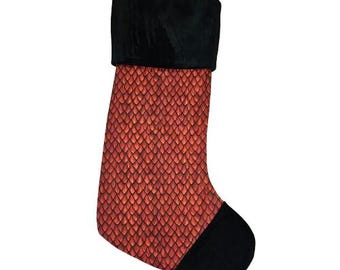 Wicked Dragon Scales Gothic Cotton Christmas Stocking, Alternative Holiday Decor, Fire & Witchy Stocking , Beautiful Dark Aesthetic Gift