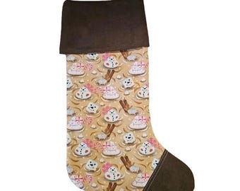 Glittering Snowman Cocoa Christmas Stocking, I'm melting Holiday Decor, Stocking , Beautiful marshmallow Christmas Aesthetic Gift