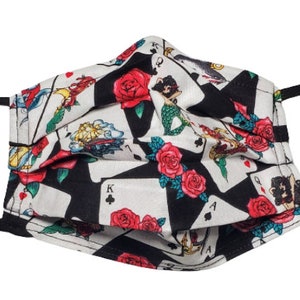 Jokers en Wilde Rozen Vegas Poker Gezicht Verstelbare Herbruikbare Gezichtsmasker met Neus Pinch Draad en Filter Compartiment