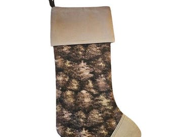Frosted Pinecone Cabin, Brown tone Christmas Stocking, Alternative Holiday Decor, Beautiful Aesthetic Gift