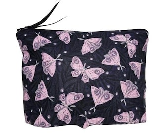 Lunar Moths Witchy Cosmetic bag | Witchy Gothic Pencil Pouch | Gothic Travel Pouch | Water-Resistant Zipper Bag | Gothic Art Supply Case