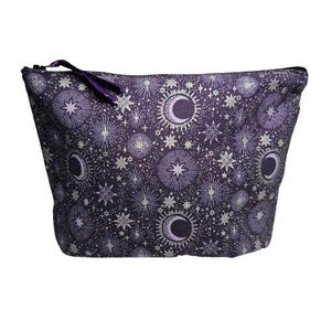 Stars and Moons Witchy Cosmetic bag | Witchy Gothic Pencil Pouch | Gothic Travel Pouch | Water-Resistant Zipper Bag | Gothic Art Supply Case