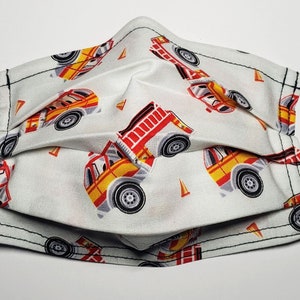 Glow in the Dark Fire Trucks Reusable Mask