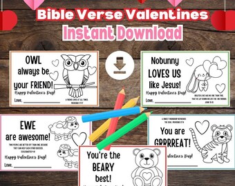 Bible Verse Valentine Cards, Coloring Activity, Printable (Digital Download)