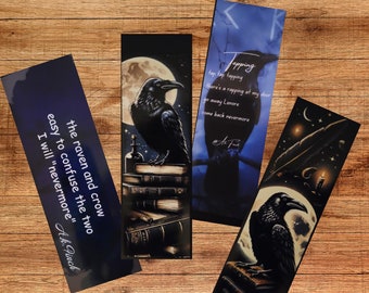Custom Bookmarks | Raven | Original Bookmarks | Poetry | Edgar Allen Poe Style | Gifts | Reader Gifts |