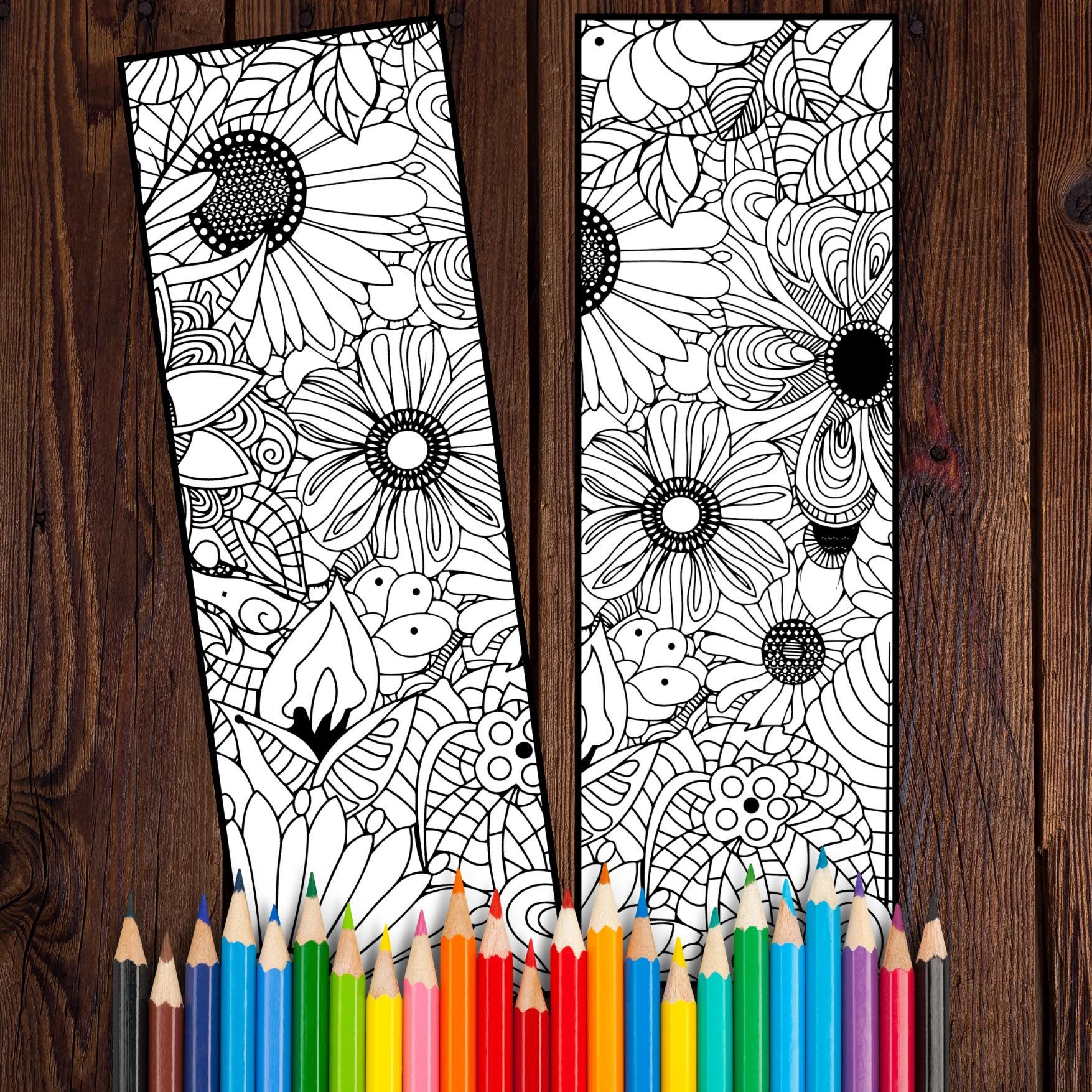 Floral Coloring Bookmarks – Printable Flower Bookmarks for Adults ...