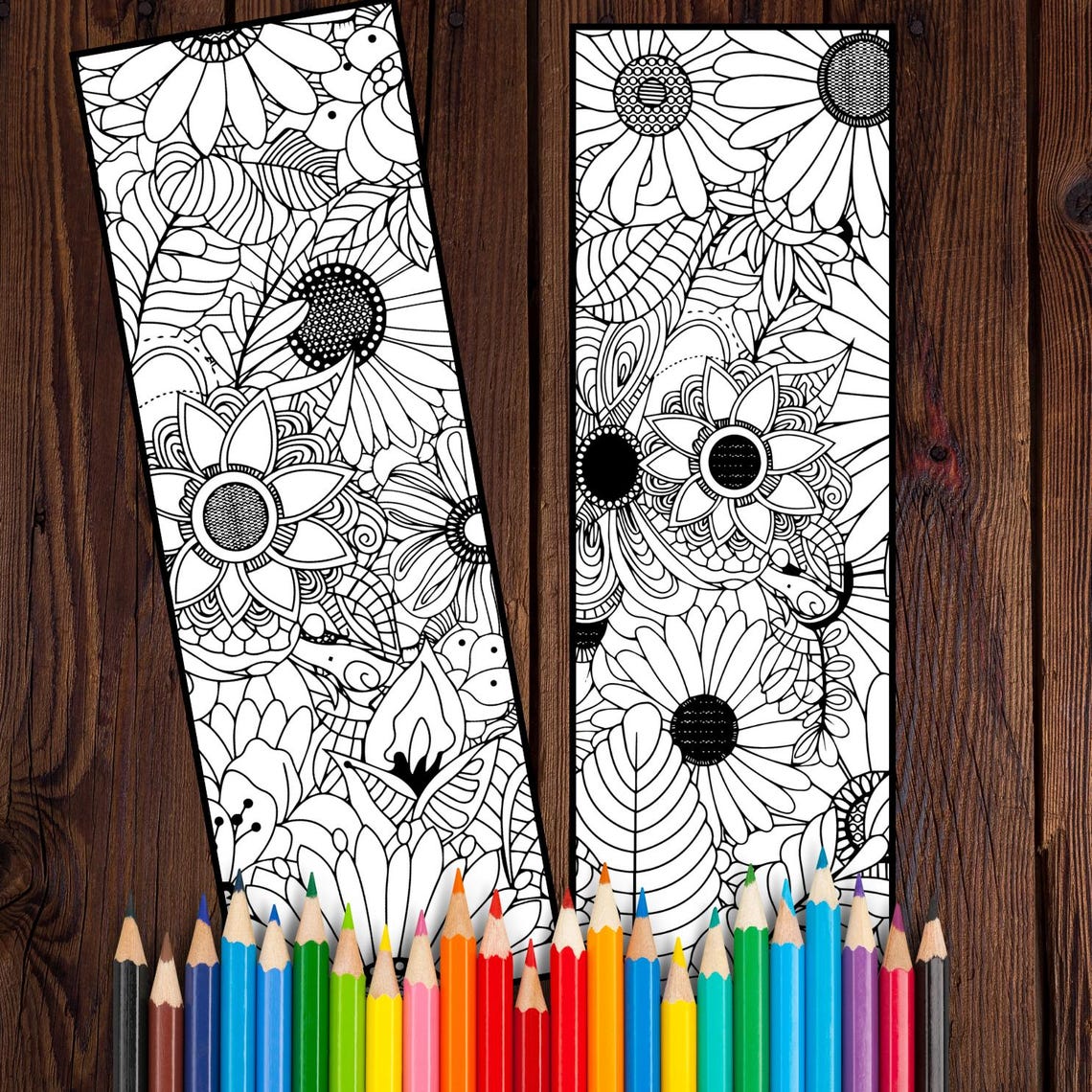 Floral Coloring Bookmarks – Printable Flower Bookmarks for Adults ...