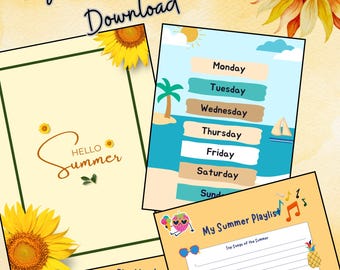 Summer Journal 2025 Printable | Kids & Teens Summer Activity Book | Playlist, Photo Challenge, Bucket List and Fun Prompts PDF | Original