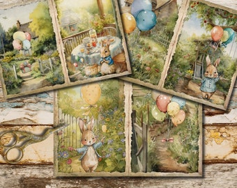 Journal Pages cute birthday bunnies
