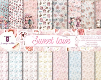 Collection of papers for scrapbooking, journaling, sweet love