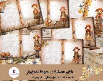 Papel digital para imprimir de otoño, journal, scrap, cardmaking