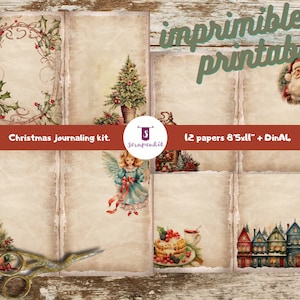Digital Christmas Journaling Kit, Junk Journal, Scrapbook, ScrapenKit. PDF
