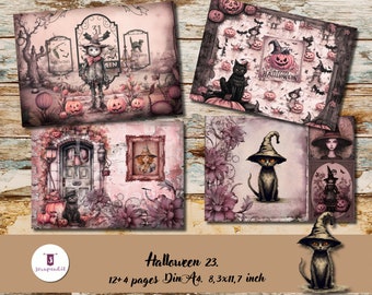 Halloween digital paper for scrapbooking and journaling, cardmaking, printable, worldwide