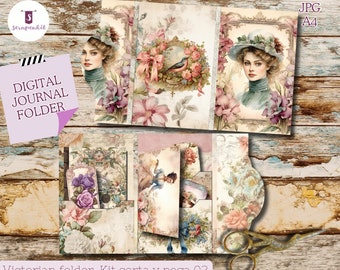 Kit CORTA Y PEGA 02 de diario basura victorian vintage, collage imprimible, kit digital, ephemera, folio kit, folding folio