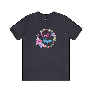 Radhe Shyam Floral Jersey Short Sleeve Tee | Hare Krishna | Devotional Clothing | Bhakti Yoga | Spritual | Krishna Tees