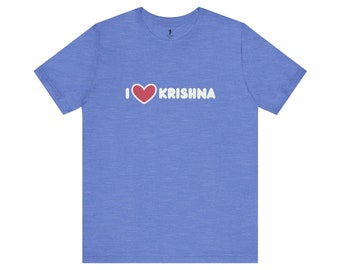 Camiseta unisex de algodón con la frase "I Love Krishna", camiseta gráfica Hare Krishna Bhakti Yoga, ropa devocional, ropa espiritual, camisetas Krishna.