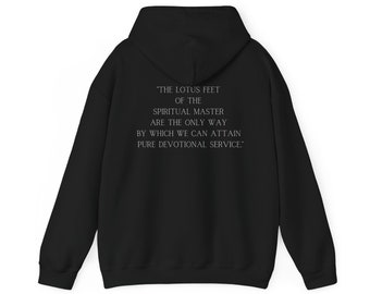 Black Lotus Feet Front | Spiritual Master Quote Back | Unisex Hoodie | Bhakti Yoga | Hare Krishna | Krishna Tees