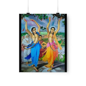 Gaura Nitai Sankirtana Party Premium Matte Vertical Poster