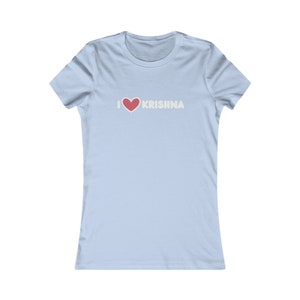 I Love Krishna Women&#39;s Fitted Cotton Tee | Hare Krishna | Bhakti | Bhakti Yoga | Krishna Tees