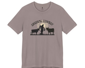 Camiseta unisex de manga corta estilo vaquero original, Bhakti Yoga Krishna, meditación espiritual Hare Krishna