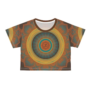 Earth Om Mandala Crop Tee (AOP) | All Over Print | Om Tee | Om Shirt | Crop Top | Yoga Tee | Bhakti | Krishna Tees