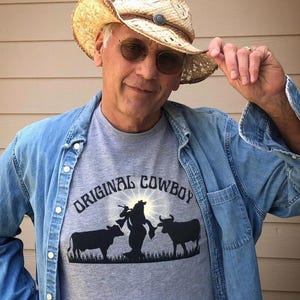 Original Cowboy Jersey Tshirt Unisex Sleeve Tee Hare Krishna Bhakti Yoga Shirt Spiritual Krsna Meditation T-shirt Devotional Clothing Gift