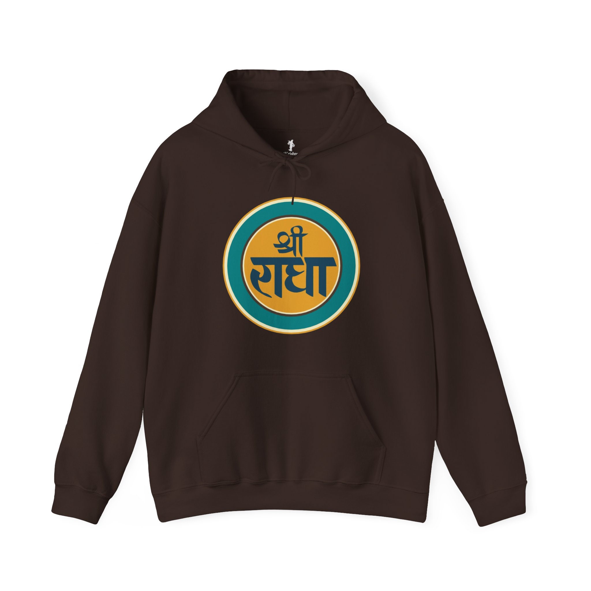 Sri Radha Teal Mustard | Unisex Hooded Sweatshirt | Yoga | Bhakti Yoga | Meditation | Hare Krishna | Fall and Winter Hoodie | Krishna Tees
