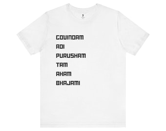 Koszulka Govindam Adi Purusham | Gowinda | Hare Kryszna | Zając Rama | Bhakti Joga | Brahma Samhita | Odzież nabożna | Koszulki Kryszny