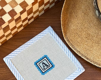 Custom Initial Needlepoint Canvas | Bag Charm Ornament