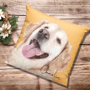 Personalized Pet Portrait Pillow, Custom Pillow from Photo, Dog Lover Gift, Christmas Gift, Pet Memorial Gift, Dog Loss Gift, Dog Mom Gift