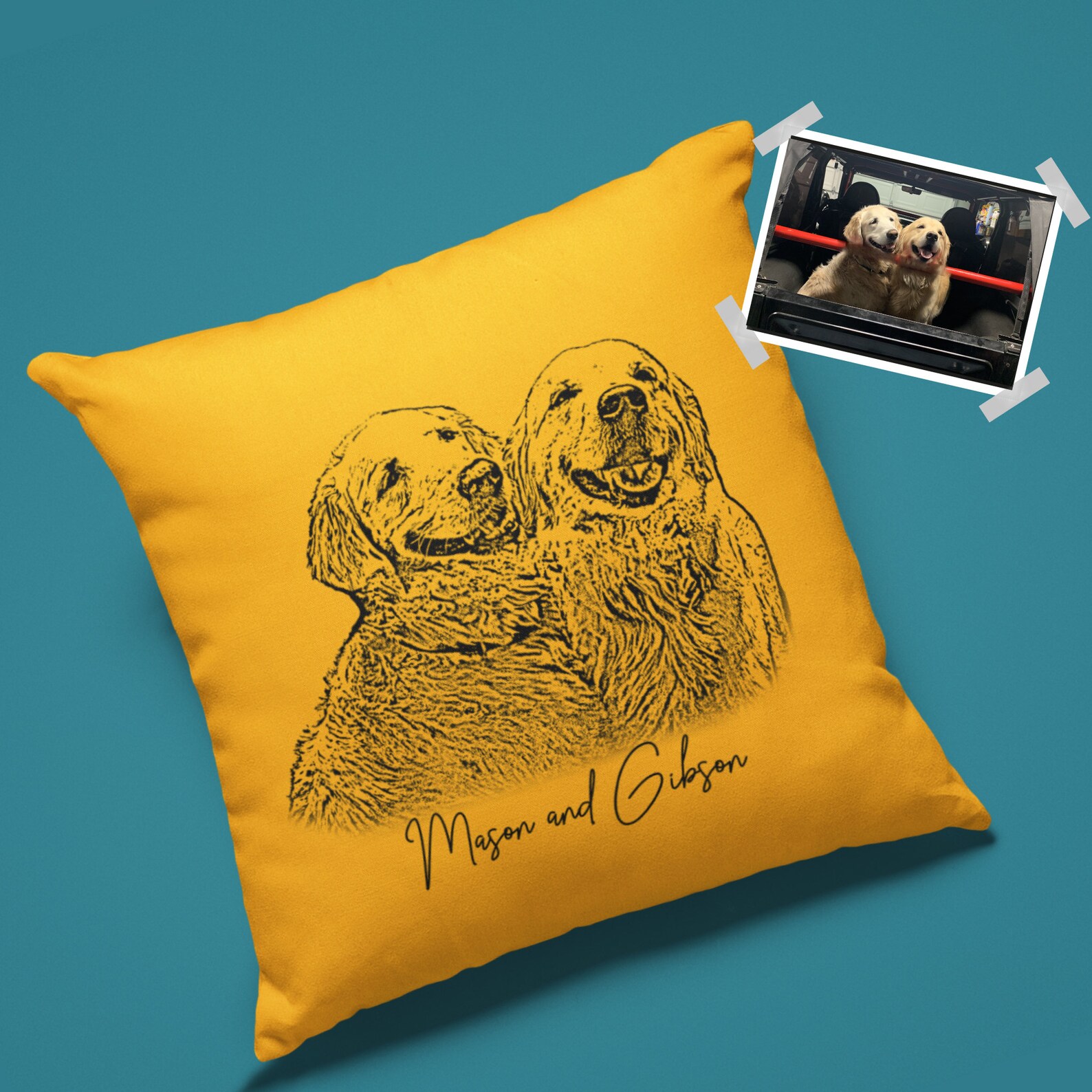 Dog Portrait Pillow Custom Dog Pillow Dog Lover Gift Pet Etsy
