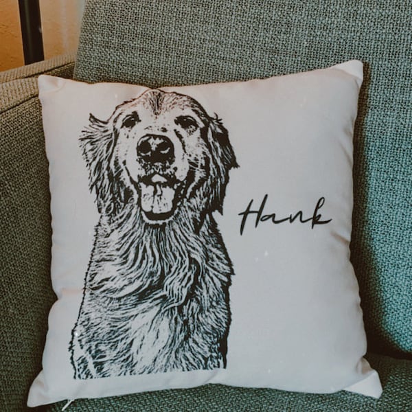 Custom Dog Portrait Pillow : Personalized Pet Remembrance Gift