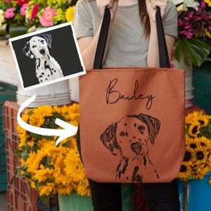Custom Dog Portrait Tote Bag, Personalized Pet Bag, Custom Pet Bag, Back To School Tote, Dog Mom Gift, Bag With Dog Face, Portrait Of My Dog