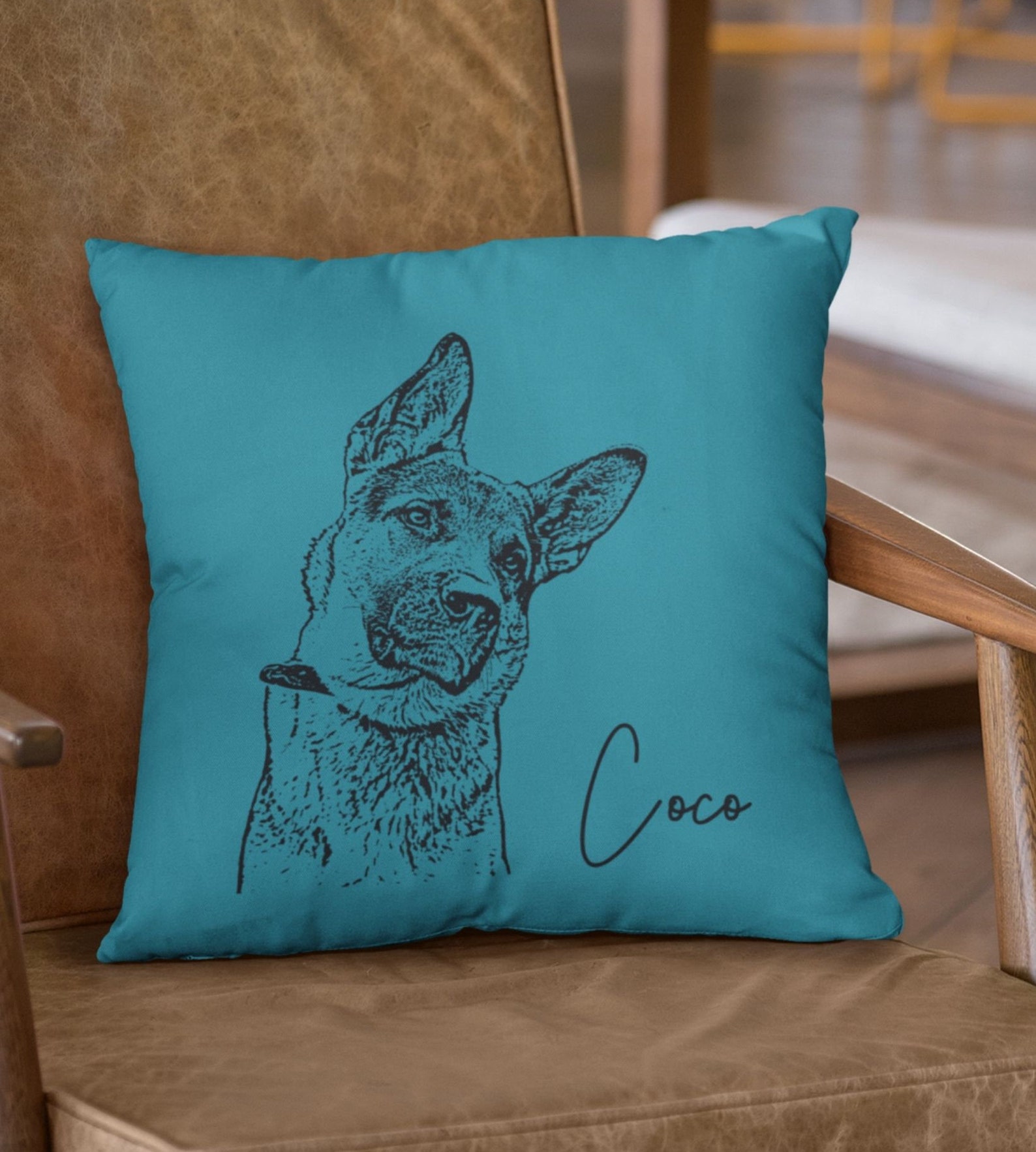 Dog Portrait Pillow Custom Dog Pillow Dog Lover Gift Pet Etsy