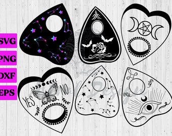 Planchette SVG Bundle, Cut Files for Cricut, Silhouette, Ouija Board, Spirit Board, Witch, Witchcraft, Death Moth, Horror, Halloween Clipart
