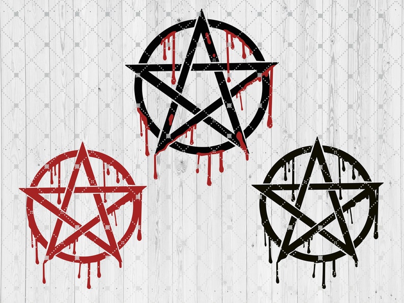 Dripping Pentagram SVG, Cut Files for Cricut Silhouette, Blood, Bloody, Witch, Witchcraft, Horror and Gothic, Goth, Wiccan Clipart image 1