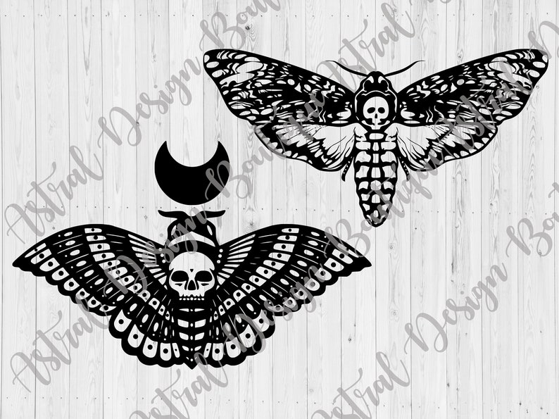 Death Moth Crescent Moon SVG Digital Download Cut Files for | Etsy