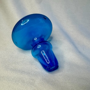 Vintage blått konstglas karaffpropp svampformad ersättningsflaskpropp MCM