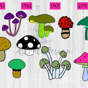Mushroom SVG Bundle| Cut Files for Cricut, Silhouette | Mushroom PNG Clipart, Fungus, Fungi, Nature SVG