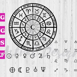 Sternzeichen-Diagramm Astrologische & Planetenzeichen SVG, digitale Dateien für Cricut, Silhouette, Astrologie, Sonnenzeichen, Planetenzeichen, Clipart
