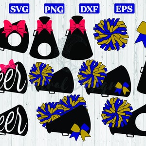 Cheer SVG Cheerleading SVG Bundle | Cut Files for Cricut, Silhouette, Cheer Clipart, Pompoms | Cheerleader SVG, Png, Sublimation