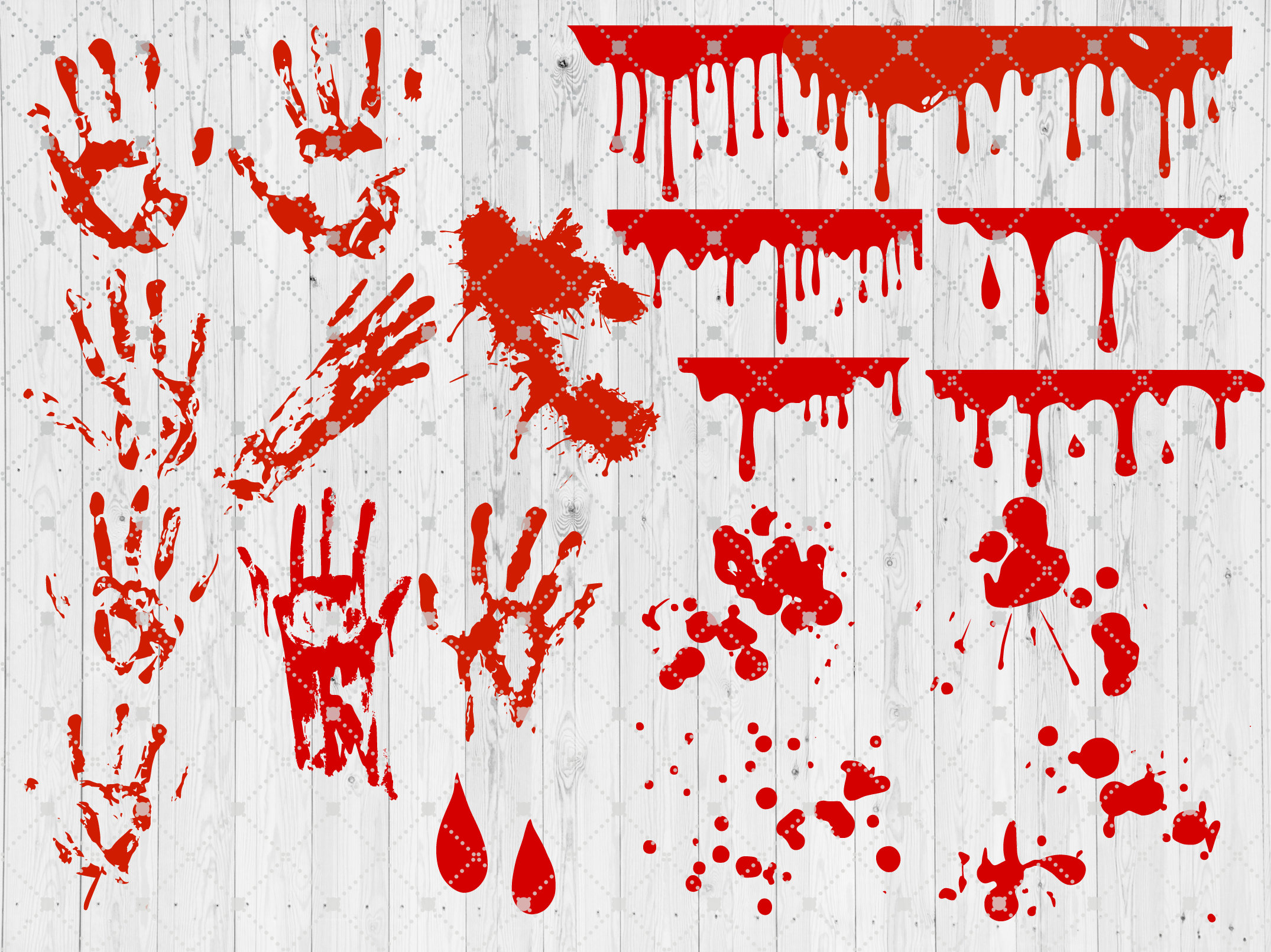 Blood Splatter Bloody Handprint Drips SVG Bundle Cut Files for | Etsy
