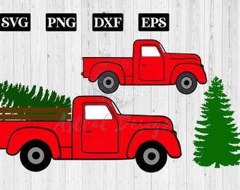 Antique Truck Christmas Tree SVG, Vintage Truck PNG, Cut Files for Cricut Silhouette, Antique Truck Tree Clipart, Christmas Clipart