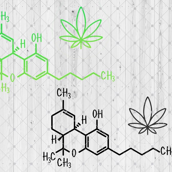 THC Molecule SVG, Cut Files for Cricut, Silhouette, Marijuana Leaf, Weed, Pot Leaf, Molecular Structure, Plants Clipart, Vector Graphics