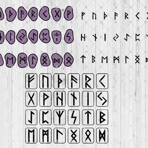 Runen Symbole SVG, Wikinger Alphabet, Nordic Cut Dateien für Cricut Silhouette, Elder Futhark, Clipart, Runensteine, Felsen, Vektor-Bilder